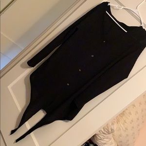 Button front tie cardigan shirt